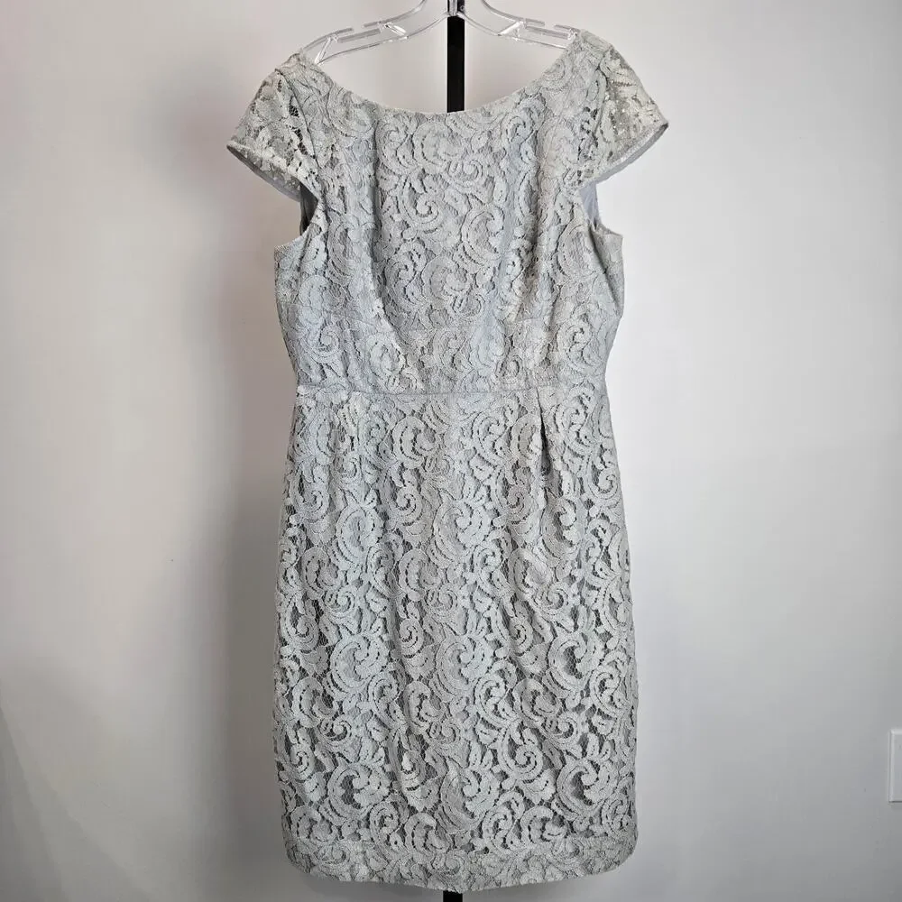 J. Crew Lace Sheath Dress Elsa Light Gray Event Cocktail Party Plus 16